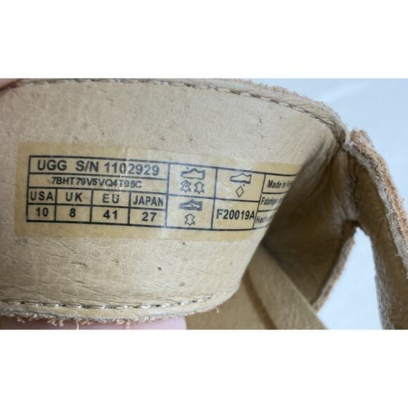 UGG Braelynn Metallic Gold Leather Straps Platform Sandal Womens Size 10 - Picture 13 of 13